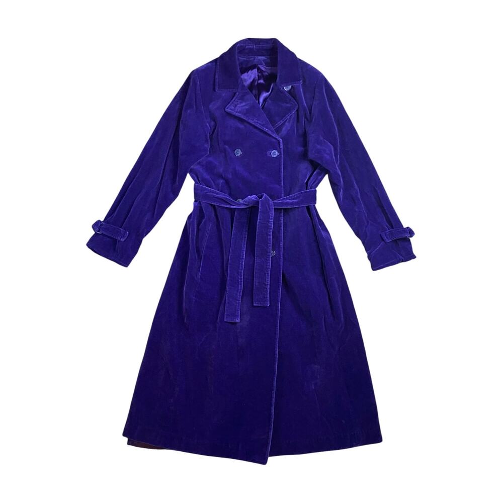 Vintage 70s Purple Velvet Trench Coat - S